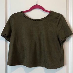 Green Leather-like Crop Top